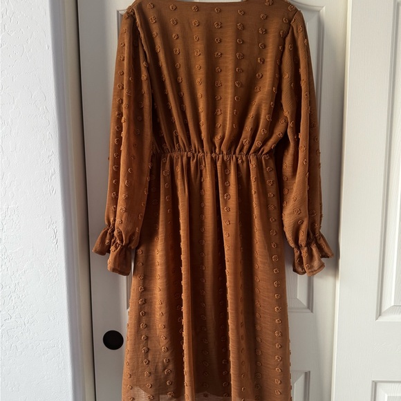Baltic Born Midi Dress Burnished Brown Long Sleeve V Neck XL Paisley - Picture 4 of 5